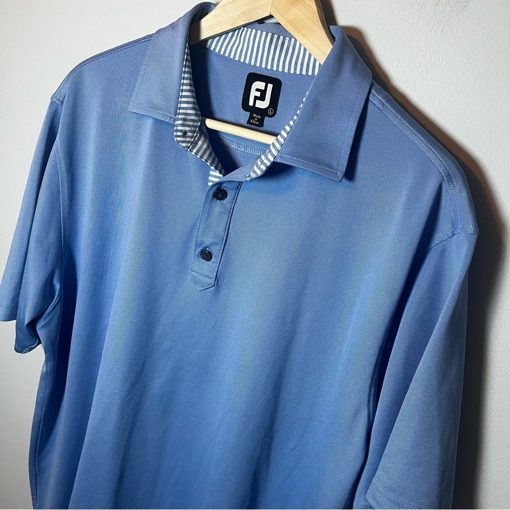 FootJoy FJ Stretch Pique Polo Men’s L Blue Performance Shirt Golf S/S ProDry
